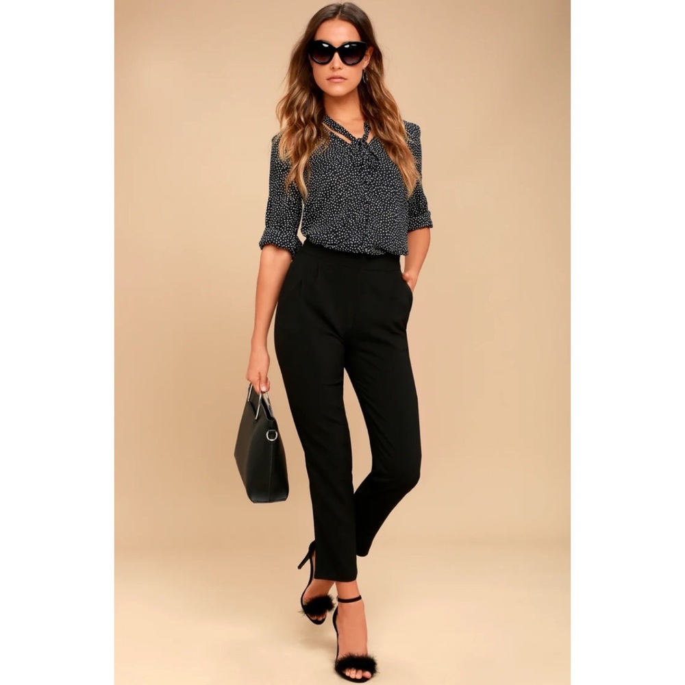Lulus Kick It High-Waisted Trouser Ankle Pants - Black | Medium | M